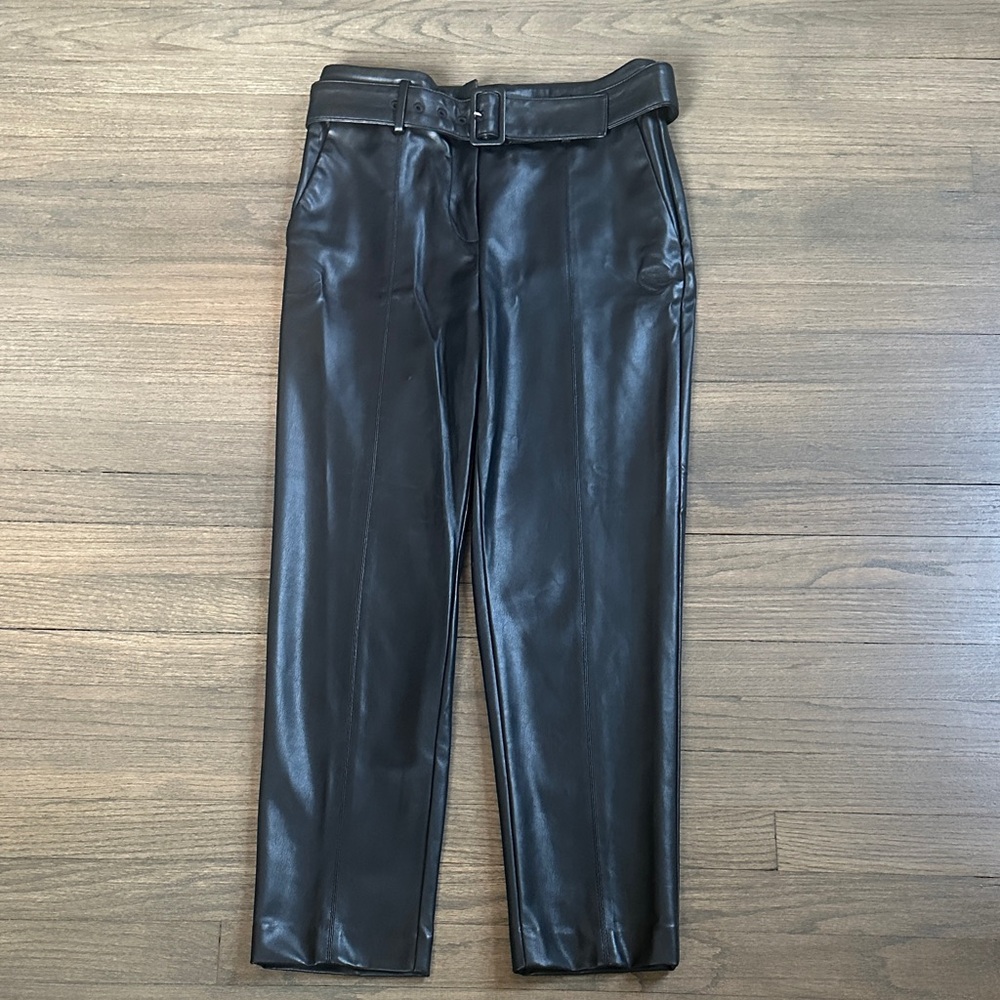 Ann Taylor Black Leather-Style Trousers